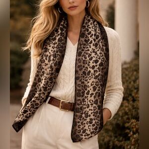 Danier Leopard Print Scarf • Reversible Brown Wrap • Y2K Vintage